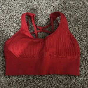 Red sports bra